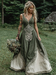 Women's Viking Celtic Art V-neck Maxi Dress