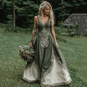 Women's Viking Celtic Art V-neck Maxi Dress